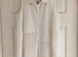 (133) Cream blouse, size 12, new with tag!