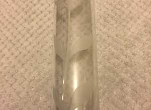 (019) Flower patterned vase, clear
