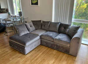 Cozy Urban Corner Lounge - L Shape 2 & 3 Seater with Footstool