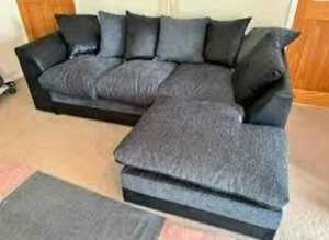 **Timeless Brand New L-Shape Sofa - 3 & 2 Seater with Coordinated Footstool**