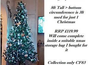 8ft used once quality green xmas tree