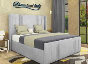 2025 Manhattan Wingback Bed Frame In Plush Silver