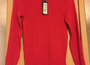 (420) M&S red jumper, size 12, new!