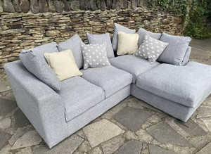 Modern Corner Lounge Set - 2 & 3 Seater Sofa with Footstool