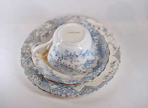 Vintage Shelley Blue Floral Teacup, Bone China (circa 1925-1945) [READ]