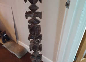 Vintage mid-century carved wooden tribal lamp stand