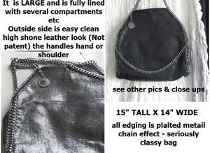 Large quality black metal tote bag fully lined