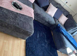 **Chic Brand New Corner Arrangement - 3 & 2 Seater Plus Footstool**