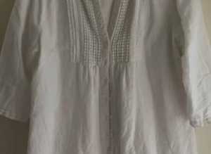 (838) White linen blouse, size 12