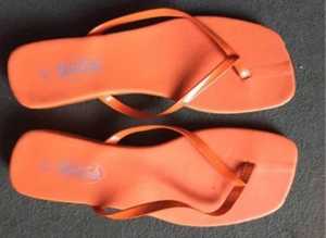 (035) Orange mules, size 7/40, new!