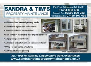 Sandra & Tim's property maintenance for all you're interior and exterior painting and decorating needs