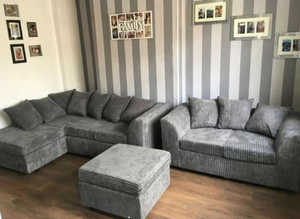 Bold & Modern Corner Sofa - 2 & 3 Seater with Footstool Addition