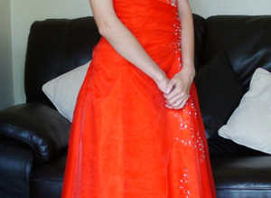 Elegant Full Length Red Prom or Cocktail Dress. Size 4.