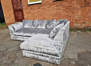 Practical Corner Sofa Design - 3 & 2 Seater Set with Footstool