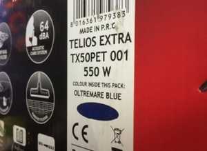 (184) Telios Extra TX50PET hoover, new!