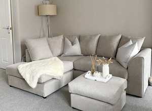 Cozy Urban Corner Lounge - L Shape 2 & 3 Seater with Footstool