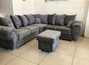 **Grand Brand New Corner Sofa - L Shape 2 & 3 Seater with Footstool**