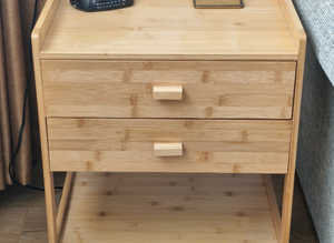 Bamboo 2 drawer unit on lockable swivel casters