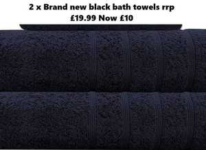 Brand new Black Bathroom Towels x 2 FREE flannels