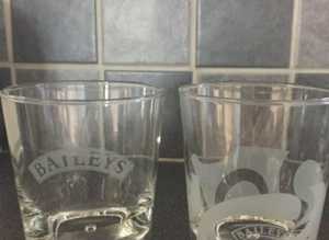 (321) 2 x Baileys glasses