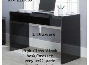 Brand new quality high gloss desk/dresser black