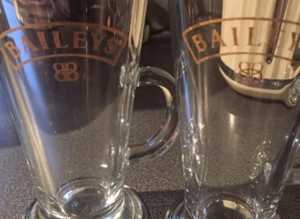 (067) 2 x Baileys glasses with handles