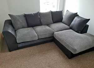 Sleek Corner Lounge - 2 & 3 Seater Sofa Set with Footstool