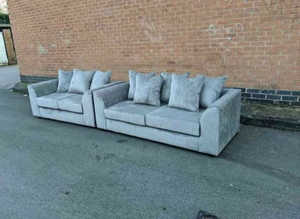 **Brand New Elegant Corner Couch - 3 & 2 Seater with Footstool