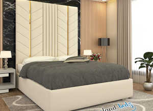 Luxurious Golden Pyramid Bed with Optional Ottoman Storage { 3 pieces split headboard}