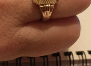 AVAILABLE STILL thick solid heavy weight at 7 grammes exactly  unisex 9ct yellow gold ring size X