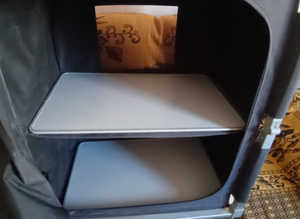 Outwell camping kitchen unit wooden top two shelves zip compartment as new £65