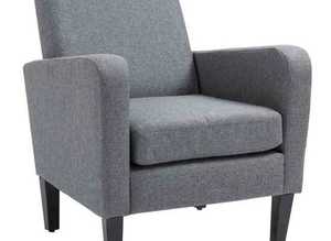 HOMCOM Linen Modern-curved Armchair Accent Seat - Grey