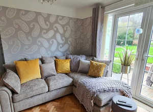 **Refined Brand New L-Shape Lounge - 2 & 3 Seater Sofa with Footstool Addition**