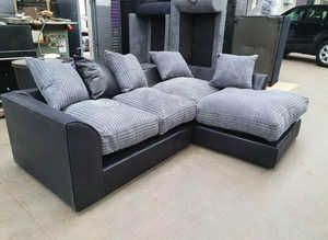 **Elegant Brand New Corner Seating - 3 & 2 Seater Sofa with Footstool**