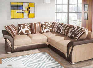 **Elegant Brand New Corner Seating Solution - 3 & 2 Seater Sofa with Footstool**