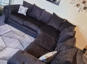 **Elegant Brand New Corner Seating - 3 & 2 Seater Sofa with Footstool**