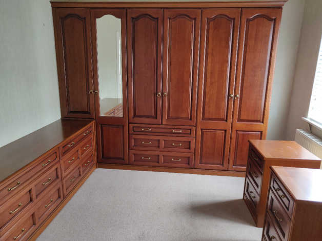 Very Elegant Mahogany Colour 6 Door Wardrobes Set With Gold Colour