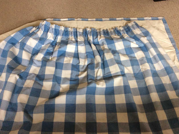 Laura Ashley Blue Checked Black Out Pleated Curtains In