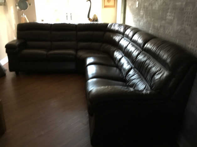 Used Brown Leather Corner Sofa In Rochdale Greater Manchester