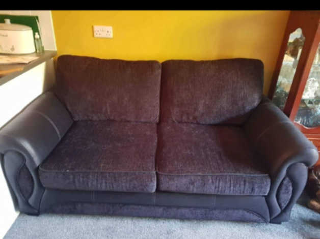Black suede /material 2 seater sofa in Swansea Abertawe