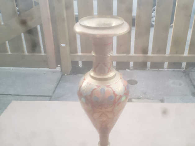 Rare Hand painted solid brass very heavy vase? in Leeds
