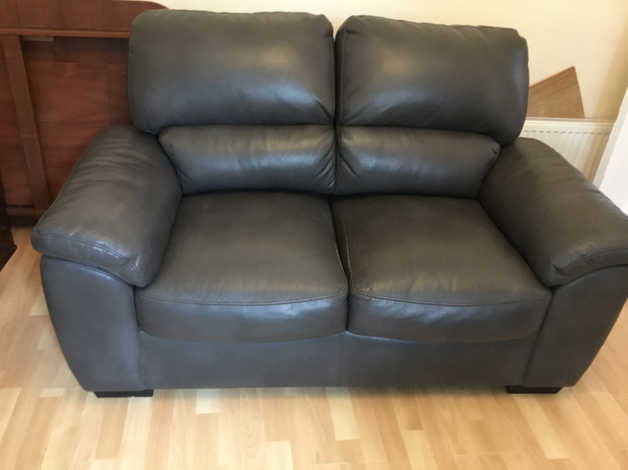 3 seater and 2 seater grey faux leather sofas in Redcar