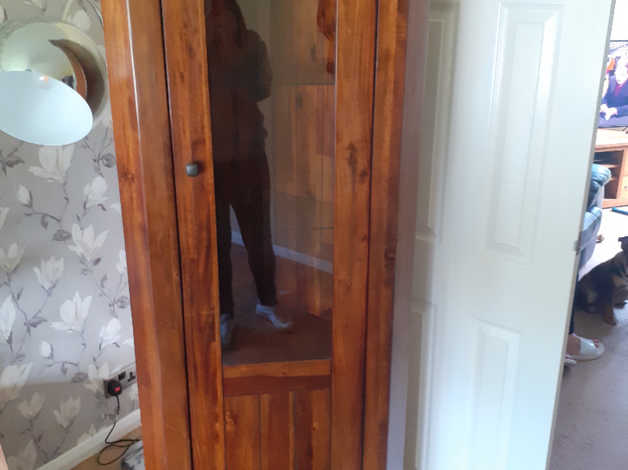Free to collector well made solid wood display cabinet in Stafford
