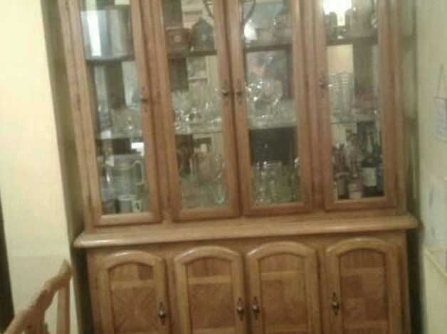 LARGE WOODEN GLASS-FRONTED DISPLAY CABINET in Kenilworth
