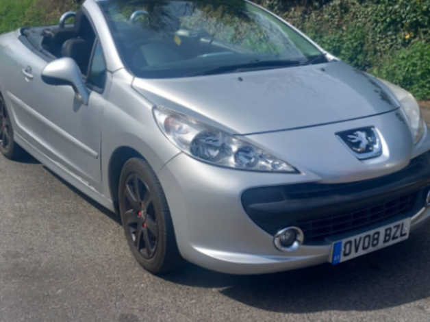 Cheap Peugeot 207, 2008 (08) silver convertible, Automatic Petrol, 71,195 miles for sale in Maidstone, Kent