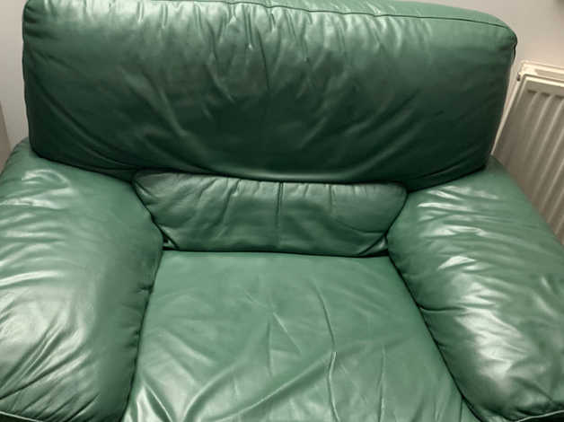 2 green leather armchairs in Chalfont St Giles