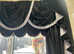 Crushed velvet black & silver curtain and swag set