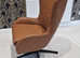 Brown Leather Swivel Armchair - Brand New Unused