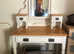 Dressing table with mirror and stool
