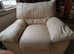 FREE cream leather 3 piece suite & footstool